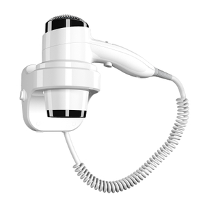 S&egrave;che-cheveux d'h&ocirc;tel mural compact blanc RCY-67588C avec cordon enroul&eacute; et support mural