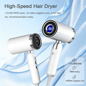 Secador de pelo de alta velocidad SG-09 con motor BLDC de 110&nbsp;000 RPM, 10 millones de iones negativos y tecnolog&iacute;a de secado r&aacute;pido en un elegante dise&ntilde;o blanco