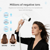 Images avant et apr&egrave;s montrant l'effet de la technologie des ions n&eacute;gatifs sur les frisottis, en utilisant le s&egrave;che-cheveux mural dans une salle de bain.